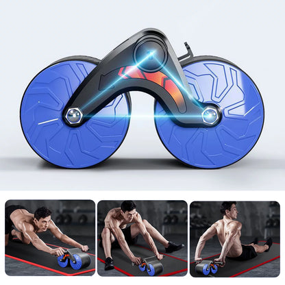 2025 New Ab Abdominal Exercise Roller Elbow Support, Abs Roller Wheel Core Exercise Equipment, Automatic Rebound Abdominal Wheel Blue