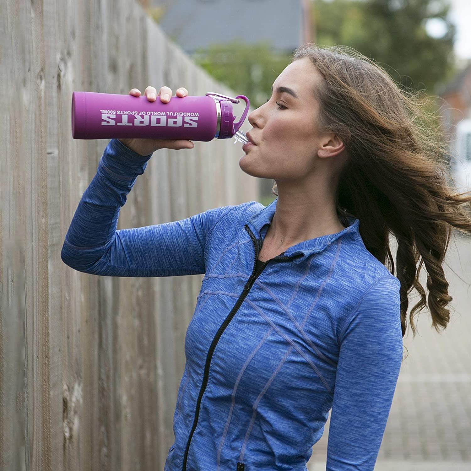 Sports Water Bottle with Straw - Botellas Para Agua - 25 Oz Stainless Steel Insulated Water Bottle - Reusable Leakproof Cute Water Bottles Gym Travel Bike Running Workout Water Bottle (Purple, 25 Oz)