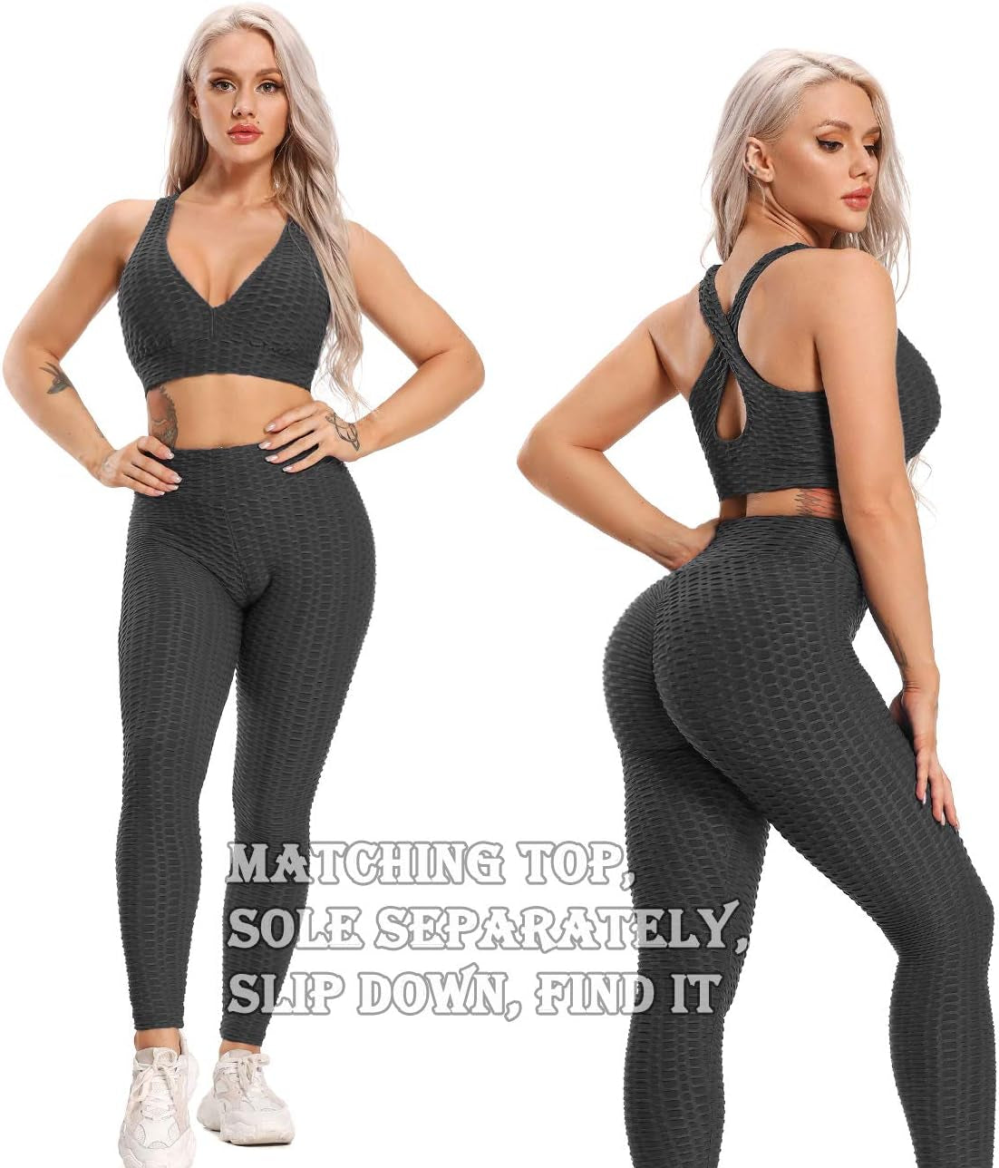 Women High Waisted Workout Leggings Scrunch Butt Lifting Booty Tights Compression Textured Yoga Pants Black Large