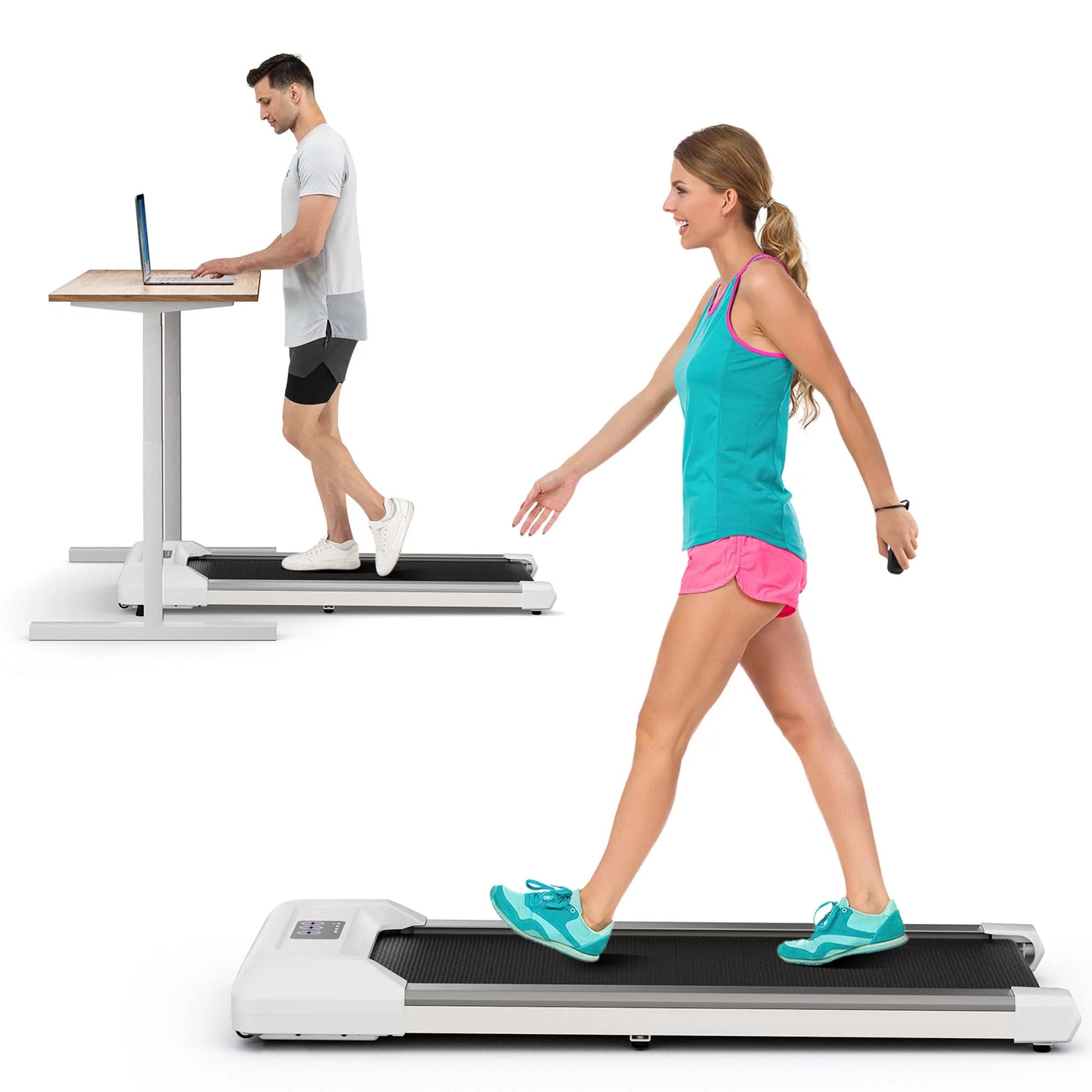 Superfit 0.6-3.8MPH Walking Pad under Desk Treadmill with Remote Control and LED Display White