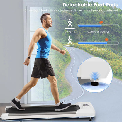 Superfit 0.6-3.8MPH Walking Pad under Desk Treadmill with Remote Control and LED Display White